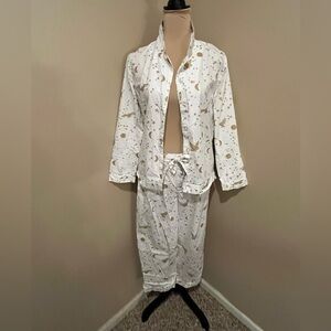 Pottery Barn Teen Harry Potter White & Gold 100% Cotton PJs, size Small